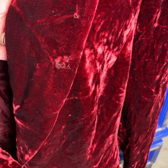 INC Burgundy Velvet Jacket Coat Silk Blend XL - Picture 2 of 4